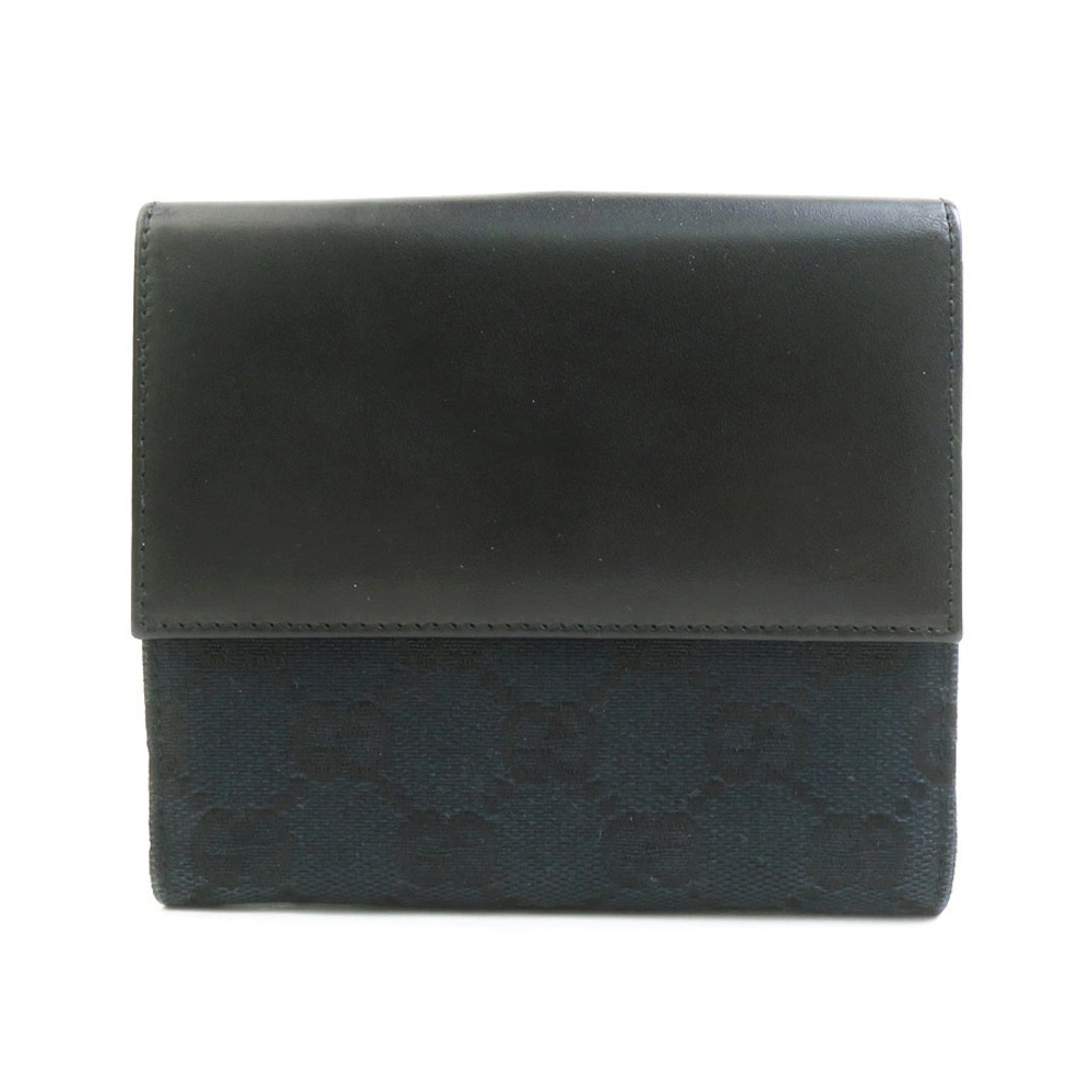 Gucci Silver fold Canvas Black Leather Jackie Wallet GG Bi Silver Black